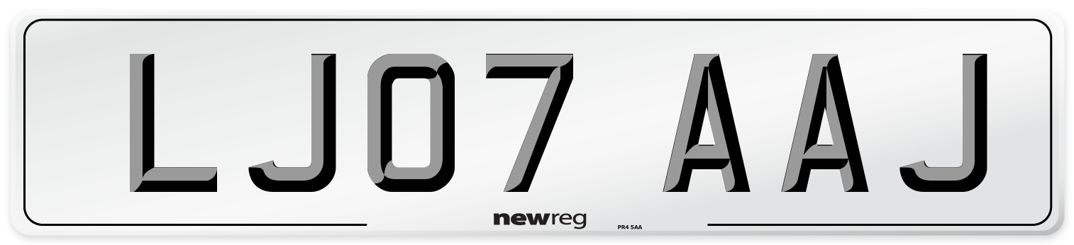 LJ07 AAJ Number Plate from New Reg